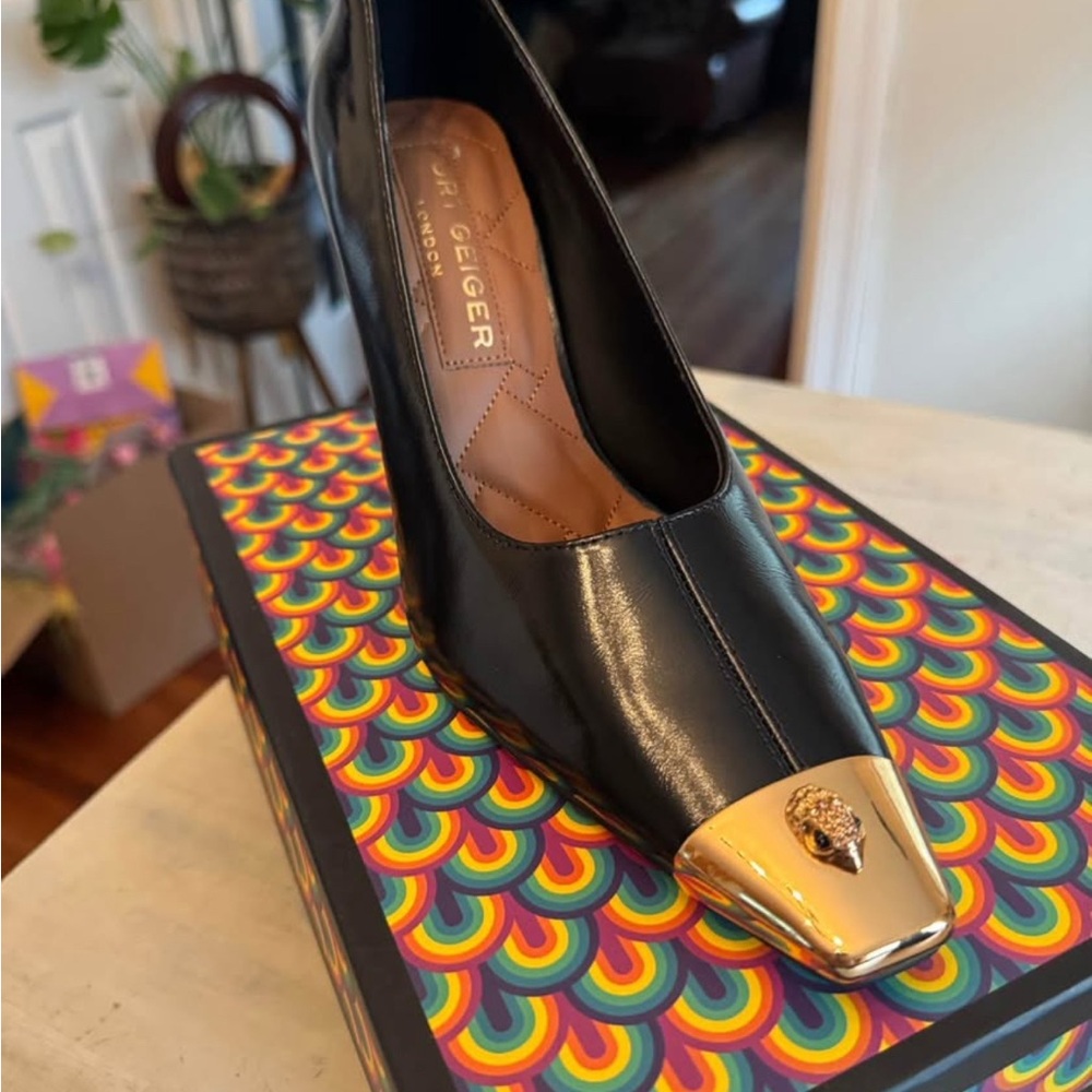 Kurt Geiger Black and Gold Heels
